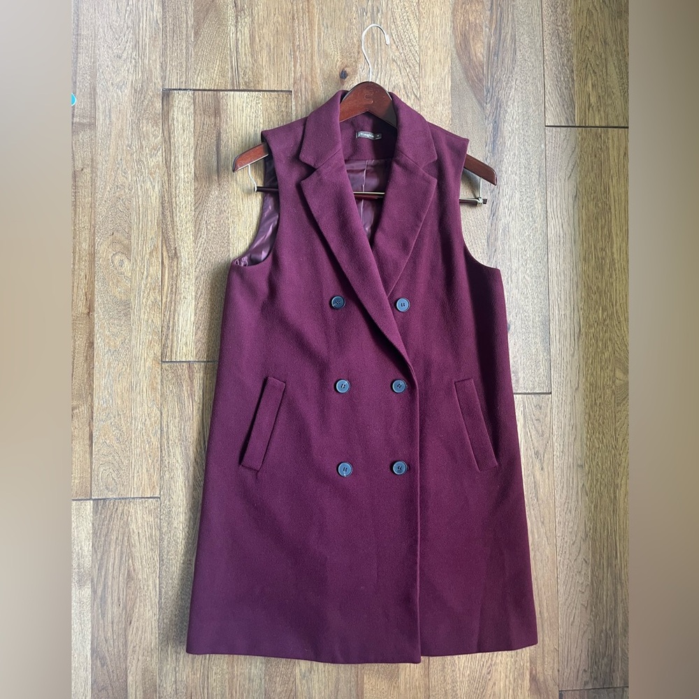 J. McLaughlin Burgundy Nova Double Breasted Notch Collar Vest Women’s Sz M